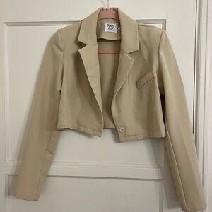 Princess Polly Cream Cropped Blazer with Notched Lapels